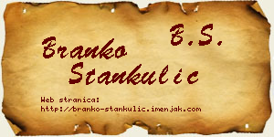 Branko Stankulić vizit kartica